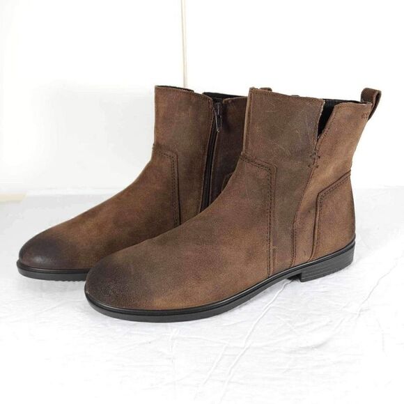 Ecco Women’s Touch 15 US 8 Brown Leather Side Zip Ankle Booties Boots - Picture 1 of 12